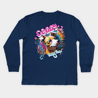 Graffiti-inspired portraiture Dog Kids Long Sleeve T-Shirt